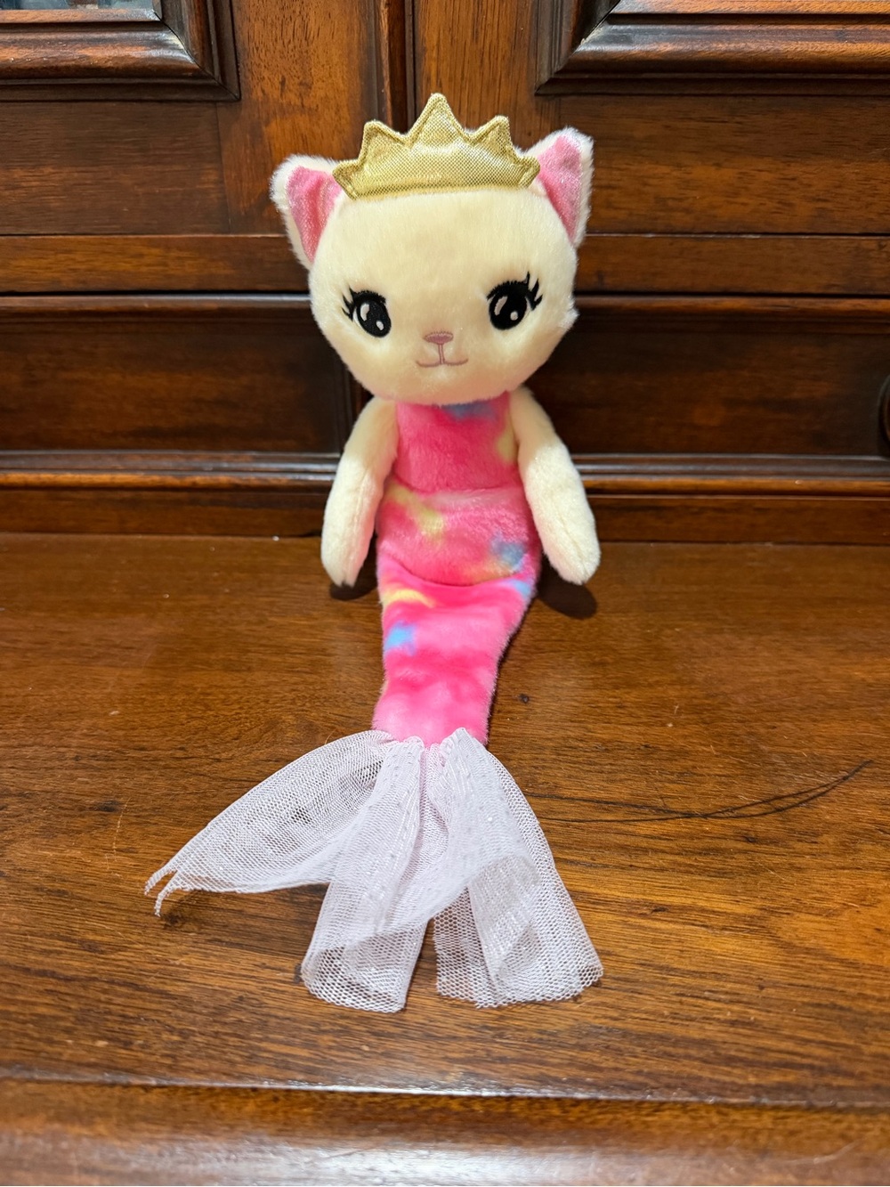 Aurora Mermaid Cat Plush Stuffed Animal Rainbow Tail w/ Gold Crown 2022